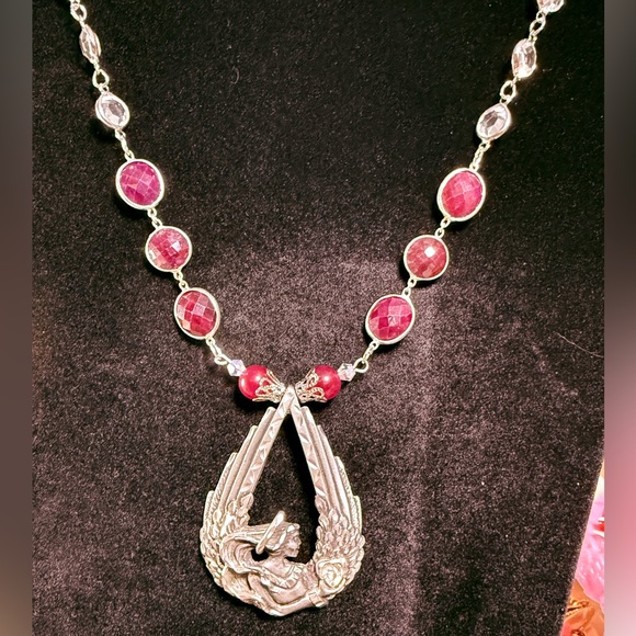 Artisan Faceted Ruby & Glass 3 piece Necklace Set - Picture 6 of 13